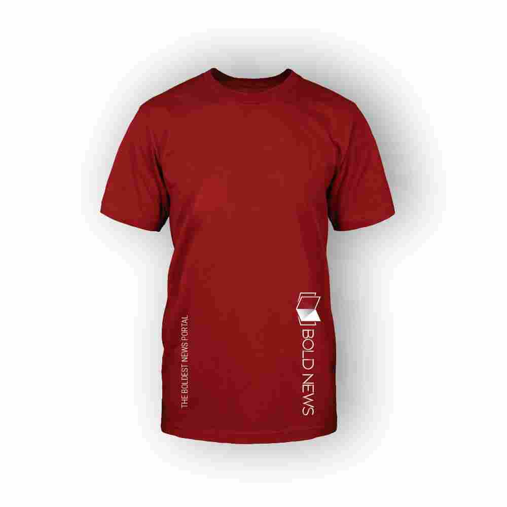 Red Bold News side writing shirt – Microfinance Blog
